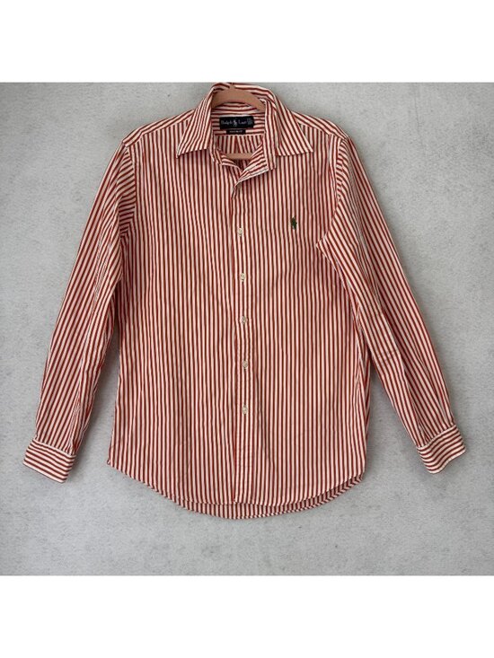 Ralph Lauren Other - Ralph Lauren Shirt Mens Medium Red White Stripe Pony Cotton Custom Fit Button-Up